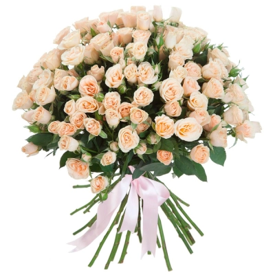 Нежный букет из персиковых кустовых роз – воплощение изысканности Красноярск Красноярский край
