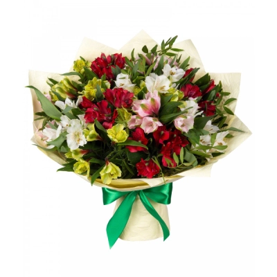Букет «Теплые чувства» – разноцветные альстромерии с нежным посылом Красноярск Красноярский край