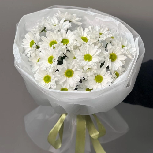 Букет «Ромашковый» – нежные белые хризантемы в деревенском стиле Красноярск Красноярский край