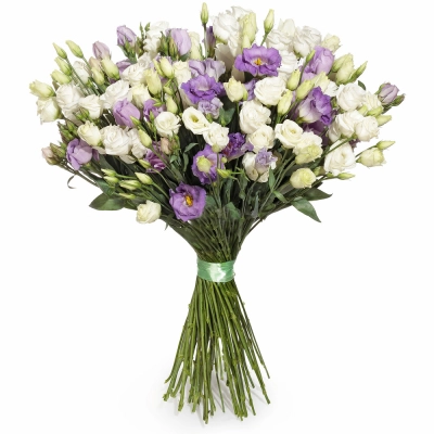 Изысканный букет из белых и фиолетовых эустом – гармония контрастов Красноярск Красноярский край