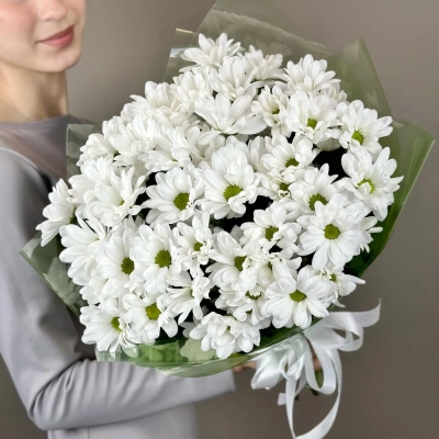 Букет «Мечты о лете» – свежесть белых хризантем Красноярск Красноярский край
