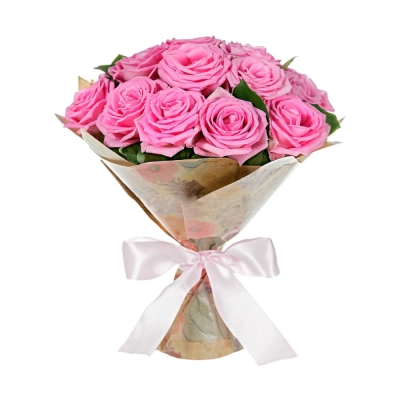 Букет из розовых роз с рускусом – нежность в каждом лепестке Красноярск Красноярский край