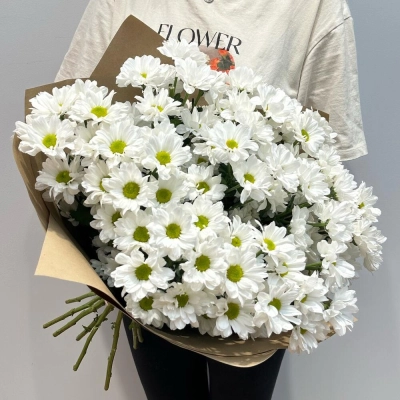 Букет «Летняя свежесть» – дыхание лета в белых хризантемах Красноярск Красноярский край