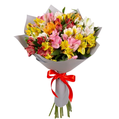 Букет «Рассвет» из разноцветных альстромерий Красноярск Красноярский край