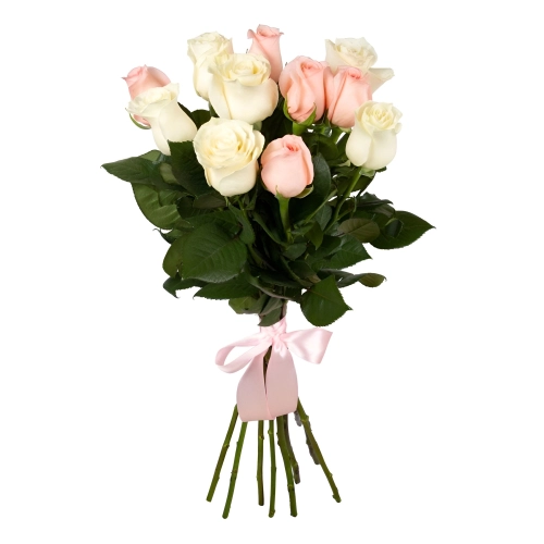 Букет из розовых и белых роз Красноярск Красноярский край
